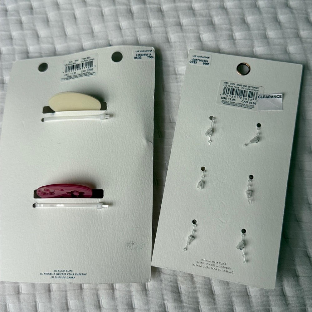 American Eagle Outfitters Pink and Cream Hair Clip Collection new with tag - Picture 2 of 4
